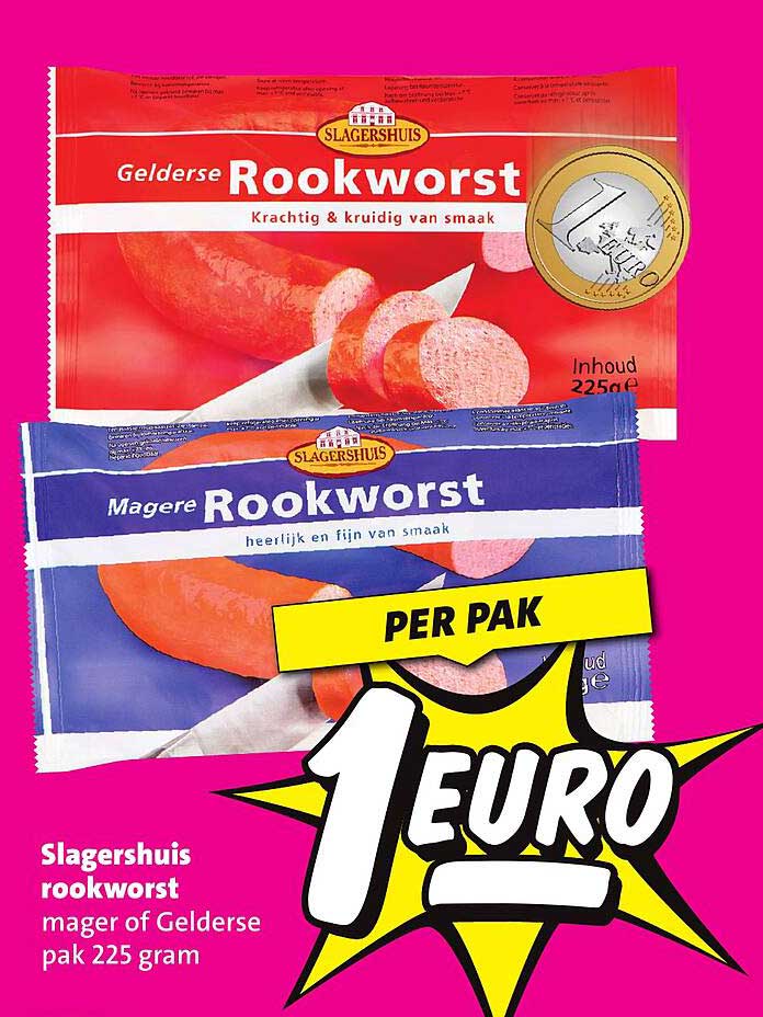 Slagershuis rookworst mager of Gelderse pak 225 gram