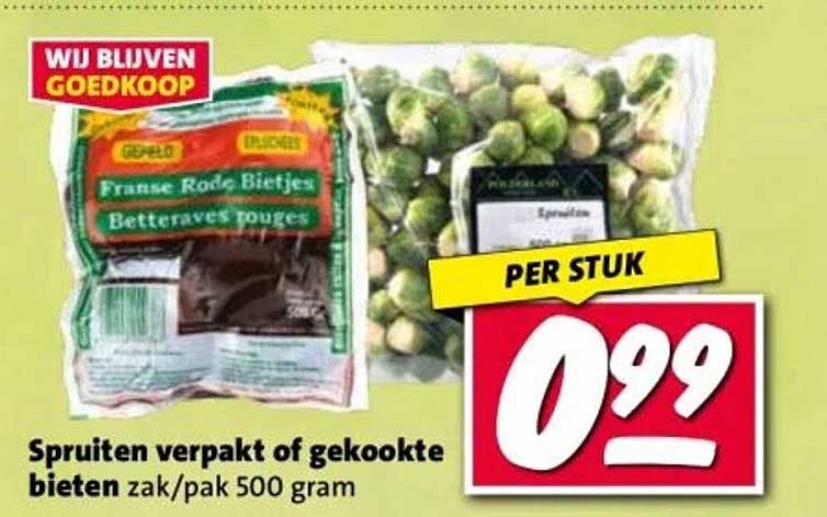 Spruiten verpakt of gekookte bieten zak/pak 500 gram