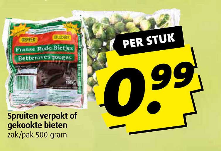 Spruiten verpakt of gekookte bieten zak/pak 500 gram