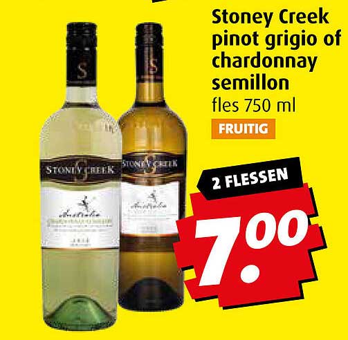 Stoney Creek pinot grigio of chardonnay semillon fles 750 ml