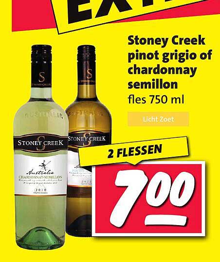 Stoney Creek pinot grigio of chardonnay semillon fles 750 ml