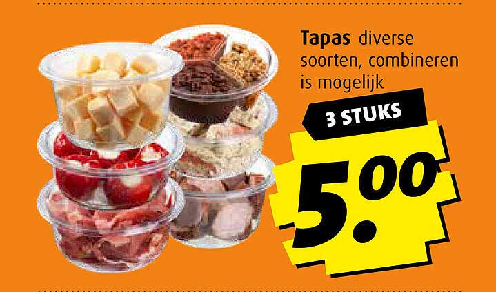 Tapas diverse soorten, combineren is mogelijk