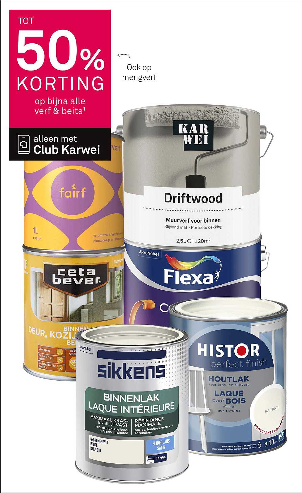 Tot 50% korting op bijna alle verf & beits