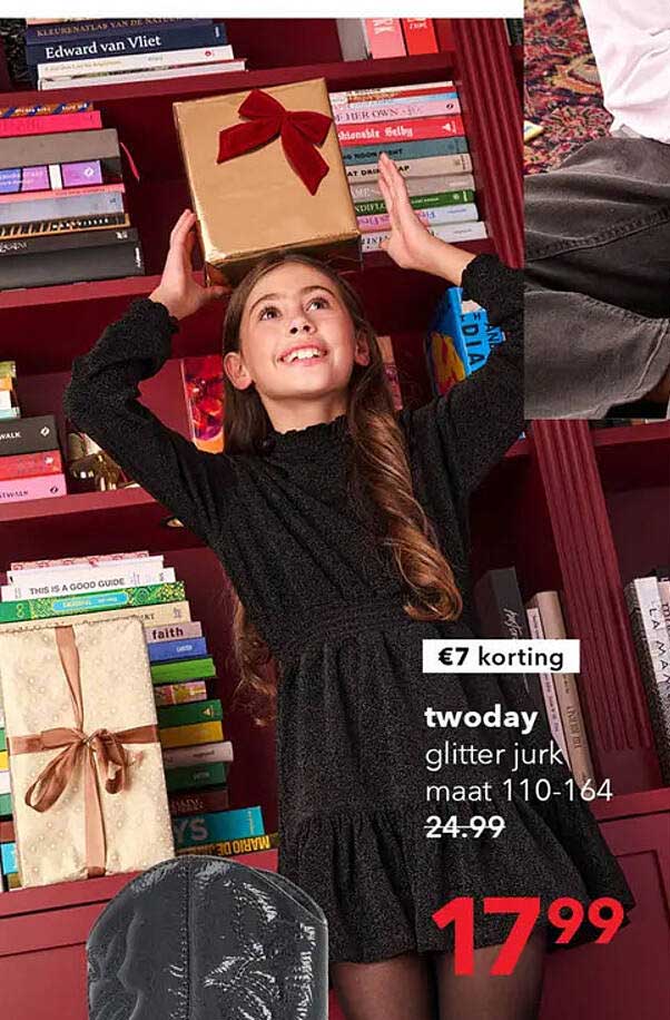 twoday glitter jurk maat 110-164