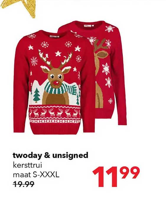 twoday & unsigned kersttrui maat S-XXXL