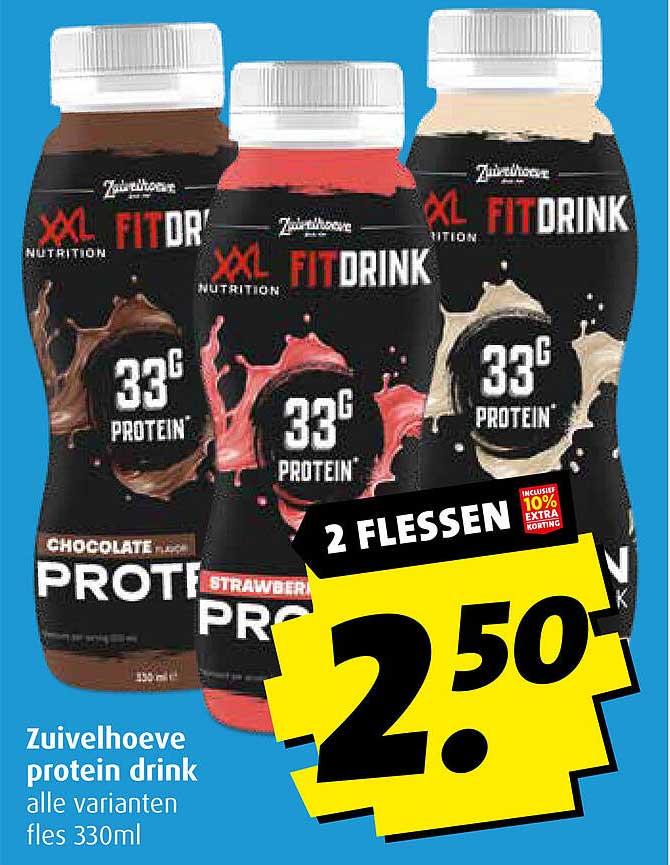 Zuivelhoeve protein drink alle varianten fles 330ml