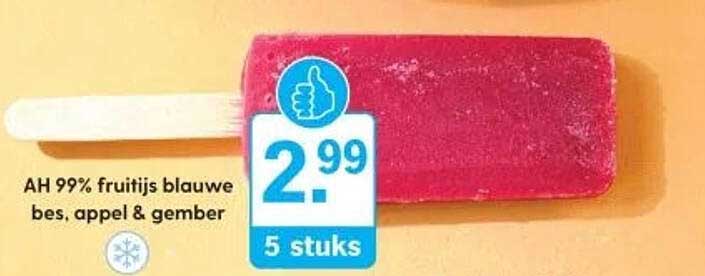 AH 99% fruitijs blauwe bes, appel & gember
