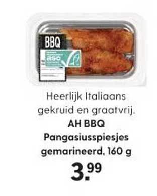 AH BBQ Pangasiuspiesjes gemarineerd, 160 g