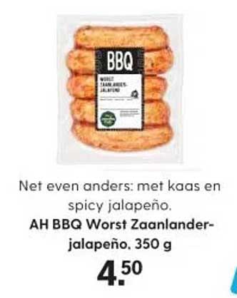AH BBQ Worst Zaanlander-jalapeño, 350 g