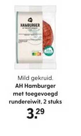 AH Hamburger met toegevoegd rundereiwit, 2 stuks