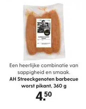 AH Streekgenoten barbecue worst pikant, 360 g