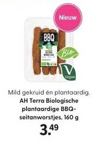AH Terra Biologische plantaardige BBQ-seitanworstjes, 160 g