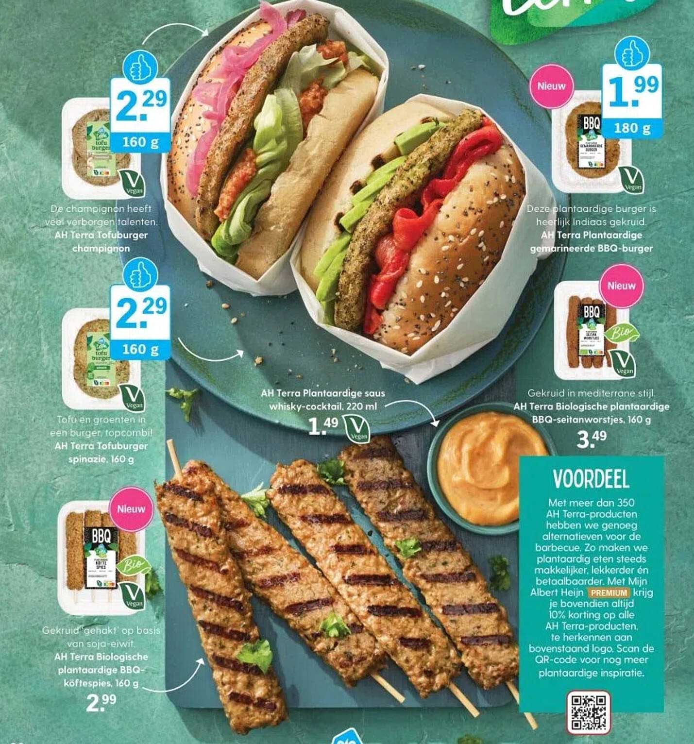 AH Terra Plantaardige BBQ-seitanworstjes, 160 g