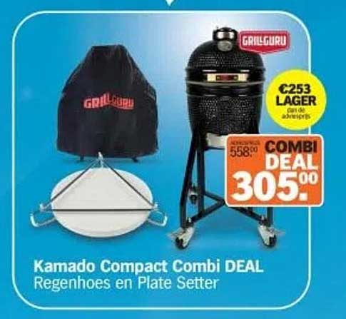 Kamado Compact Combi DEAL - Regenhoes en Plate Setter