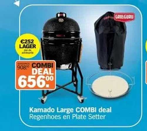 Kamado Large COMBI deal Regenhoes en Plate Setter
