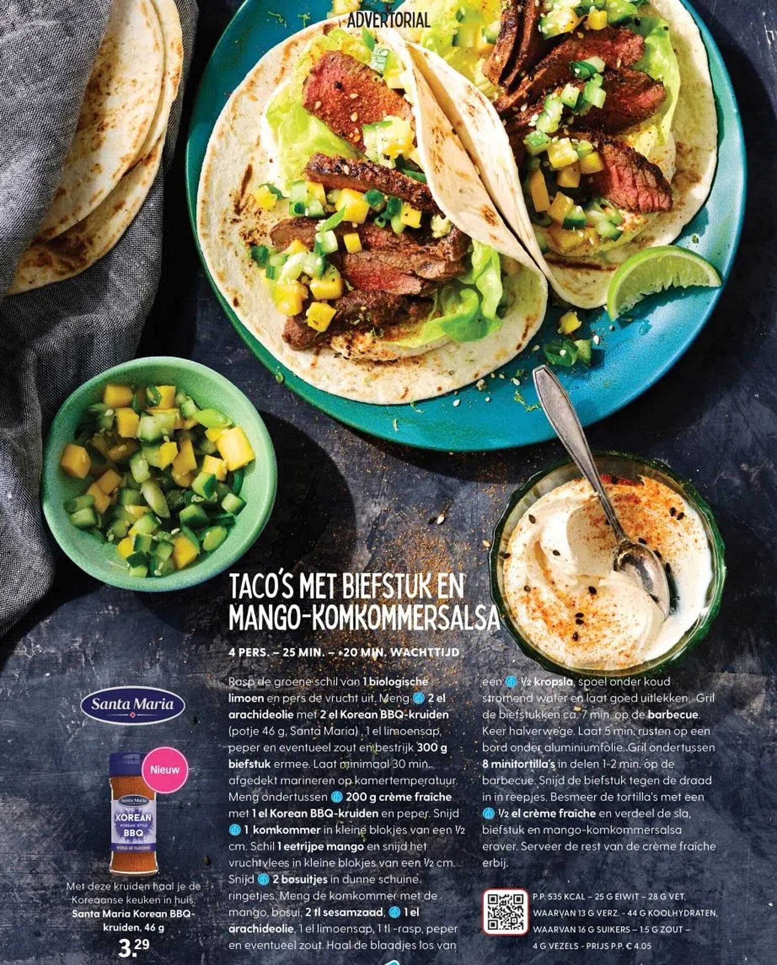 Taco's met biefstuk en mango-komkommersalsa