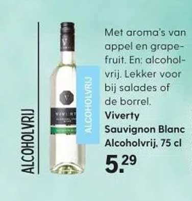 Viverty Sauvignon Blanc Alcoholvrij, 75 cl