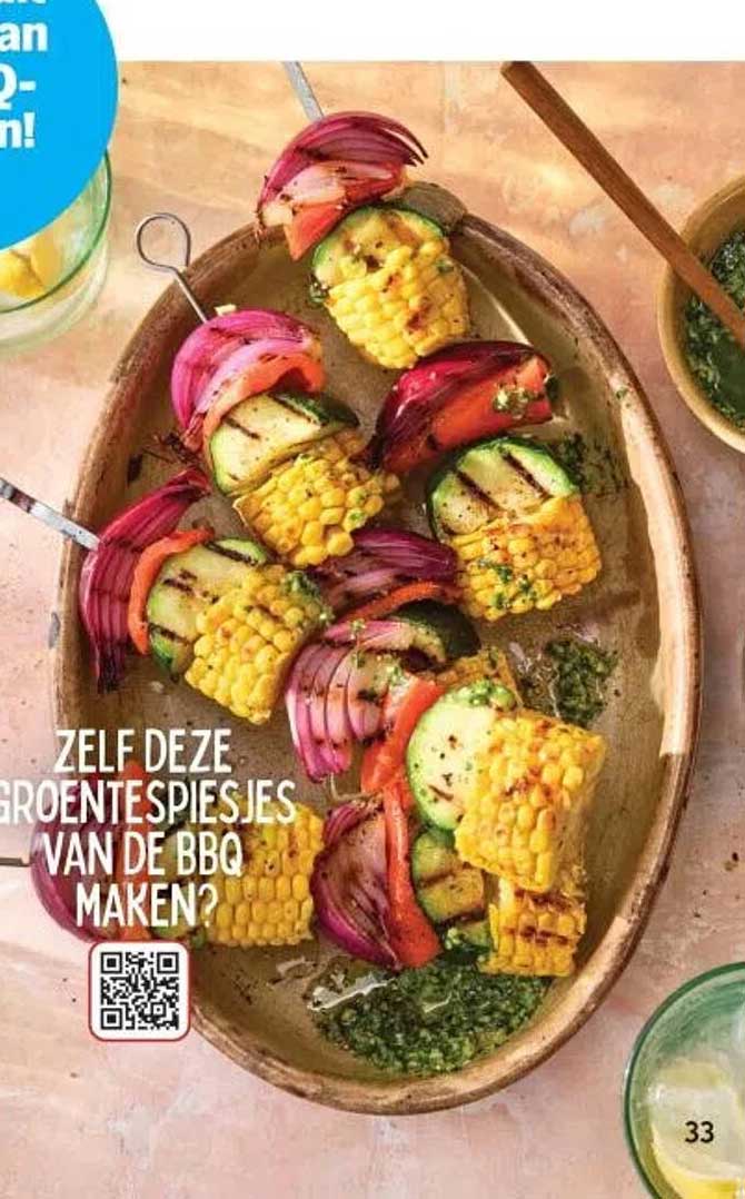 Zelf deze groentespiesjes van de BBQ maken?