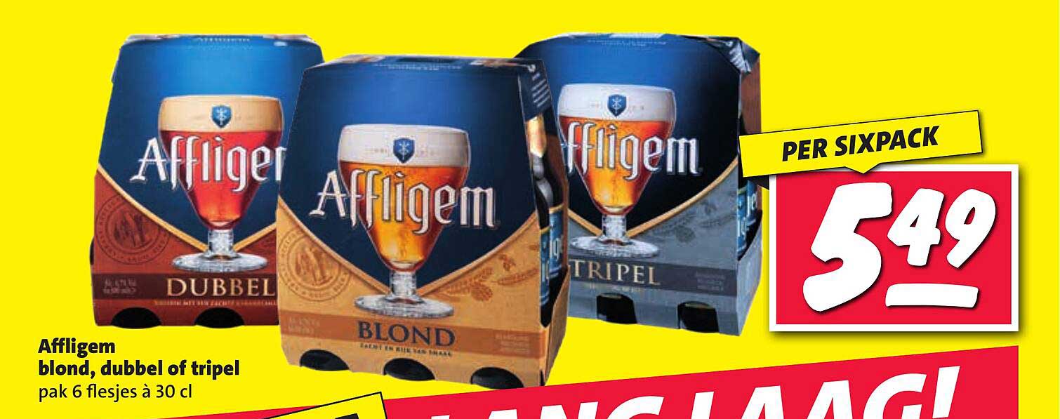 Affligem blond, dubbel of tripel pak 6 flesjes à 30 cl