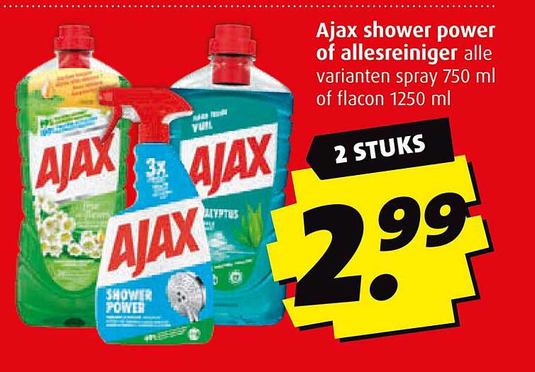 Ajax shower power of allesreiniger alle varianten spray 750 ml of flacon 1250 ml
