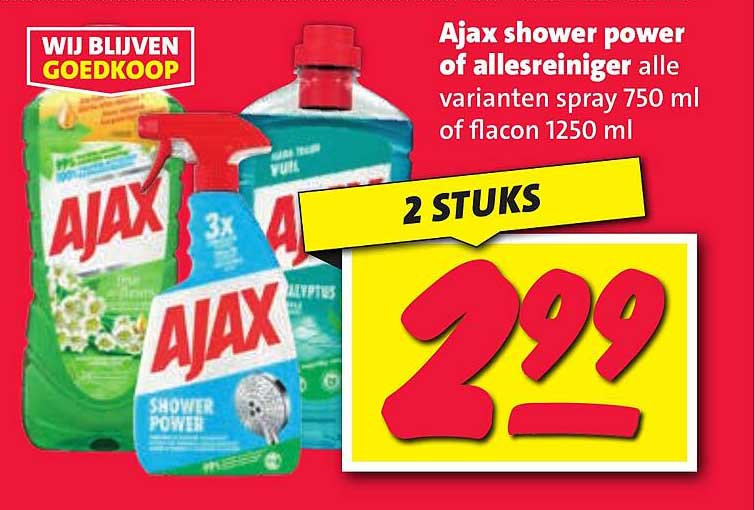 Ajax shower power of allesreiniger alle varianten spray 750 ml of flacon 1250 ml