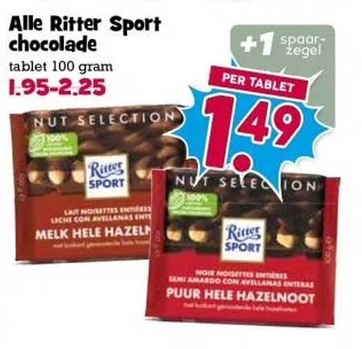 Alle Ritter Sport chocolade tablet 100 gram