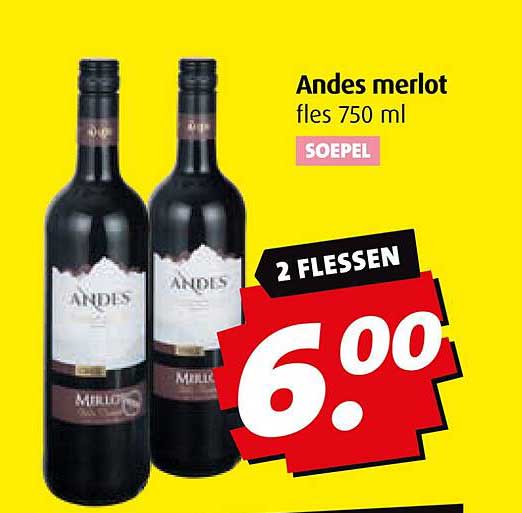 Andes merlot fles 750 ml
