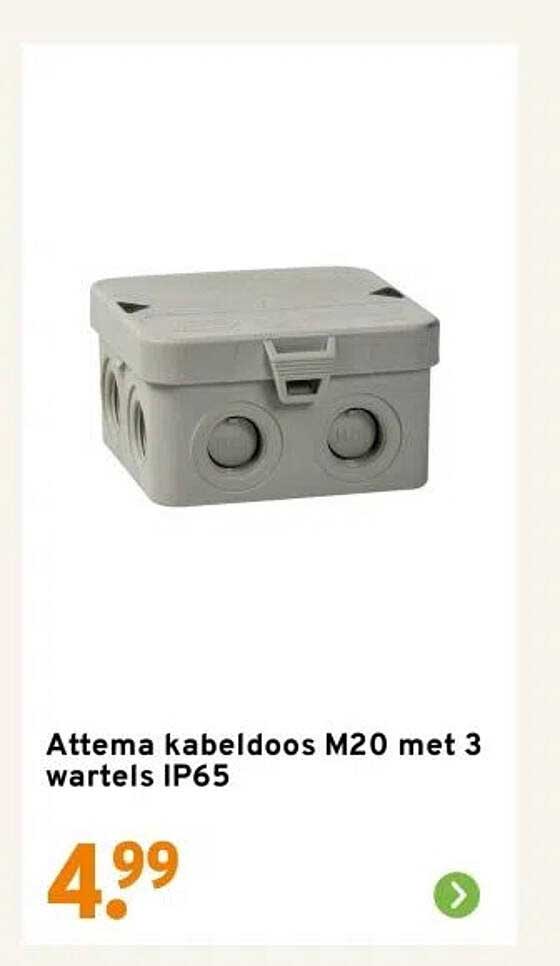 Attema kabeldoos M20 met 3 wartels IP65