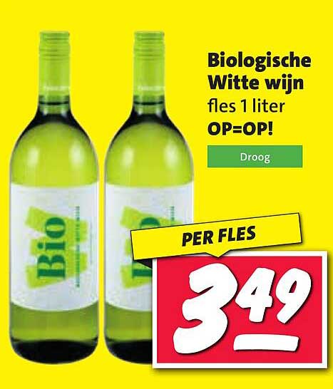Biologische Witte wijn fles 1 liter OP=OP!