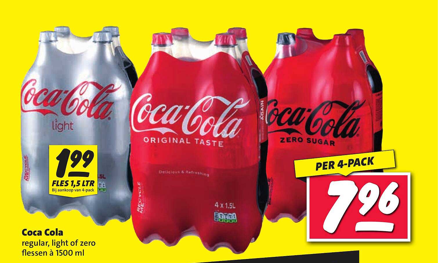 Coca Cola regular, light of zero flessen à 1500 ml