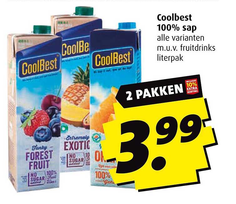 Coolbest 100% sap alle varianten m.u.v. fruitdrinks literpak