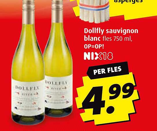 Dollfly sauvignon blanc fles 750 ml, OP=OP!