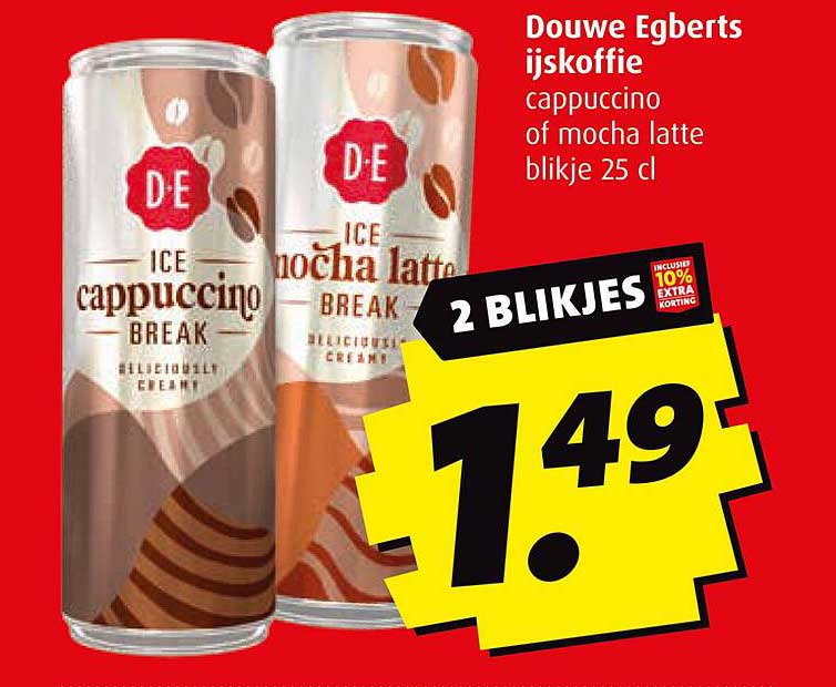 Douwe Egberts ijskoffie cappuccino of mocha latte blikje 25 cl