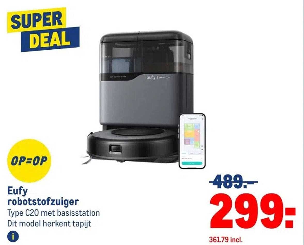 Eufy robotstofzuiger Type C20 met basisstation