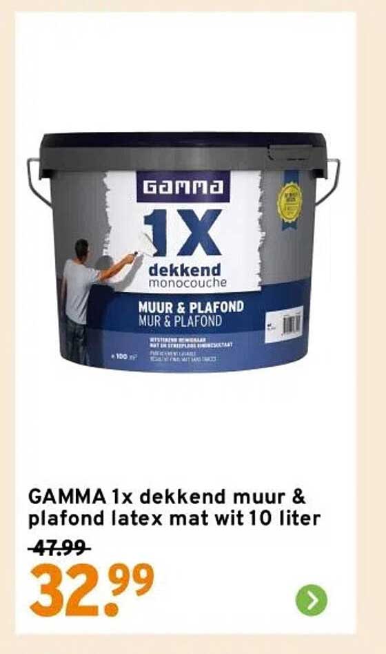 GAMMA 1x dekkend muur & plafond latex mat wit 10 liter