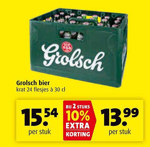 Grolsch bier krat 24 flesjes à 30 cl