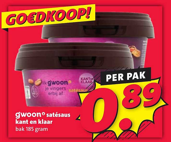 gwoon® satésaus kant en klaar bak 185 gram