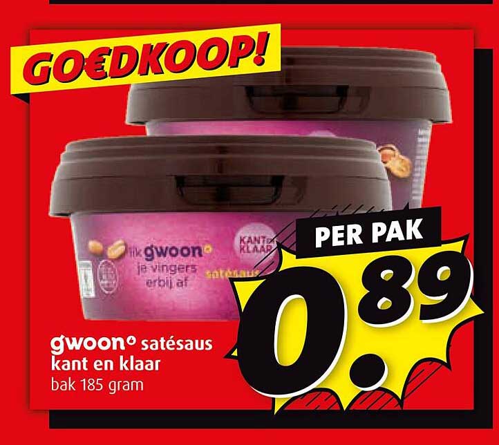 gwoon® satésaus kant en klaar bak 185 gram