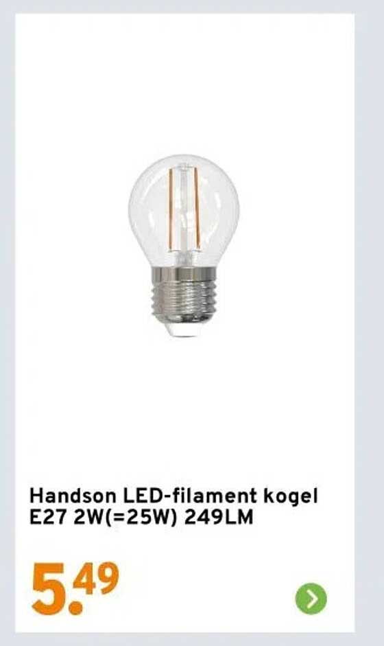 Handson LED-filament kogel E27 2W(=25W) 249LM