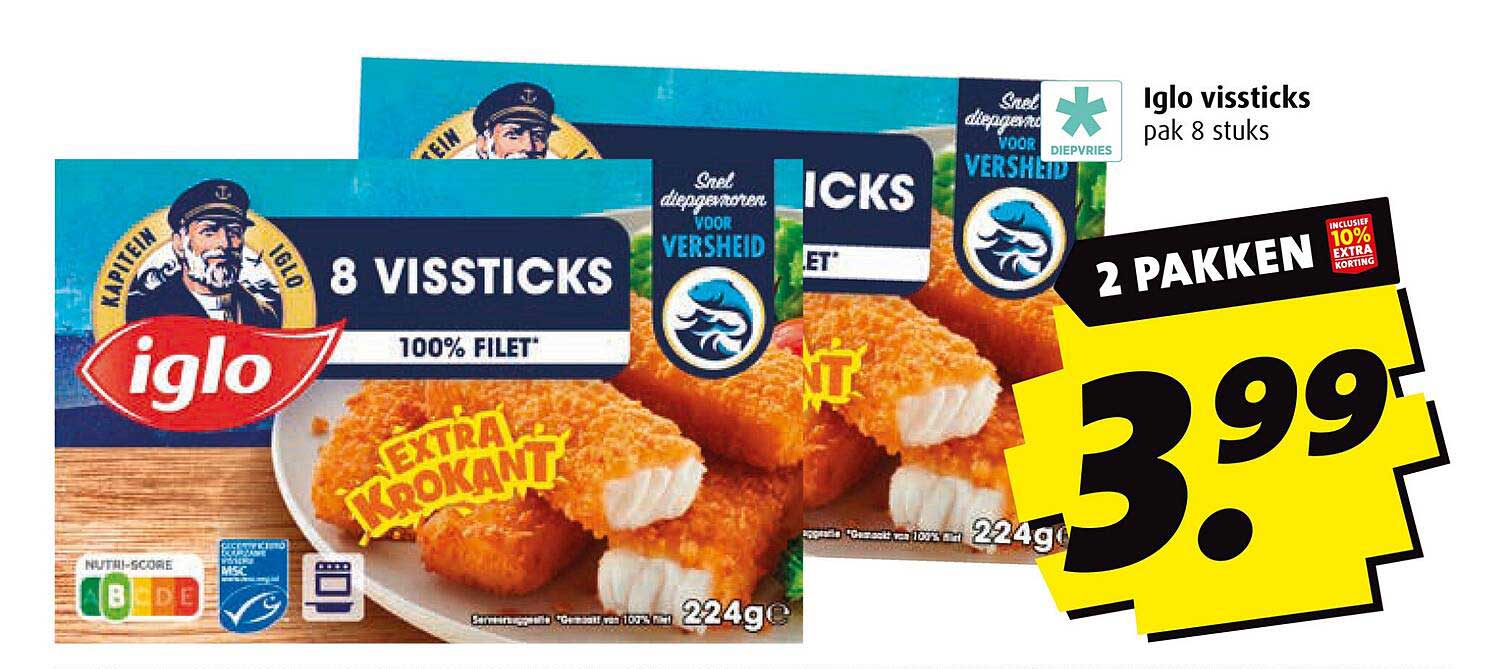 Iglo vissticks pak 8 stuks