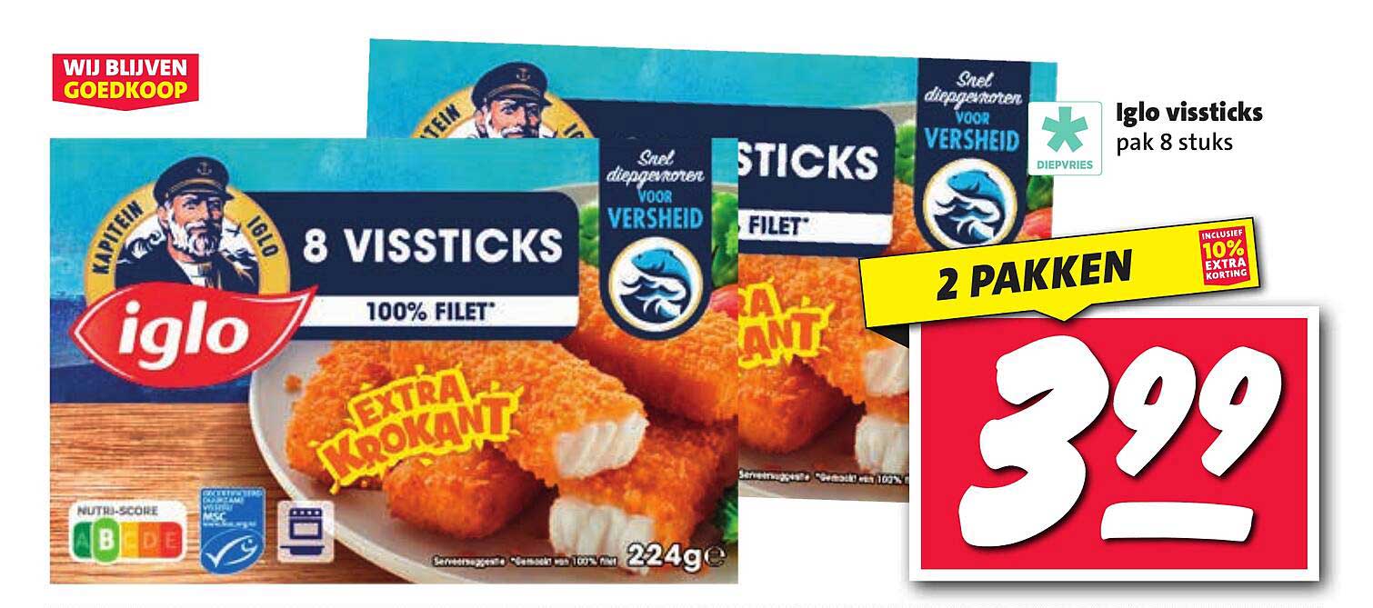 Iglo vissticks pak 8 stuks