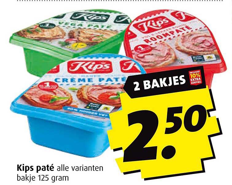 Kips paté alle varianten bakje 125 gram