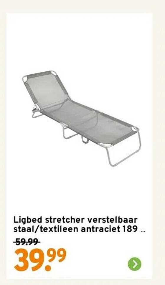 Ligbed stretcher verstelbaar staal/textileen antraciet 189 ...