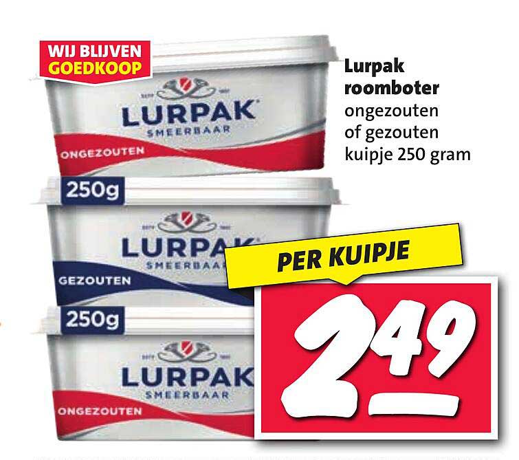 Lurpak roomboter ongezouten of gezouten kuipje 250 gram