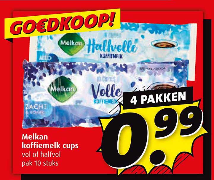 Melkan koffiemelk cups vol of halfvol pak 10 stuks