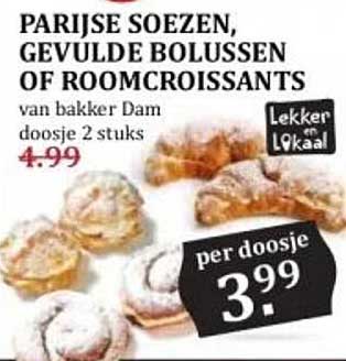 PARIJSE SOEZEN, GEVULDE BOLUSSEN OF ROOMCROISSANTS