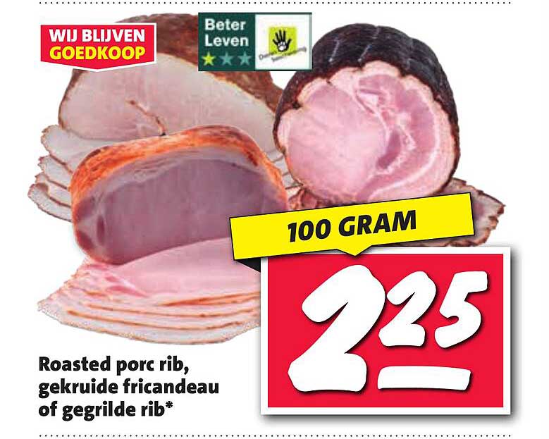 Roasted porc rib, gekruide fricandeau of gegrilde rib*