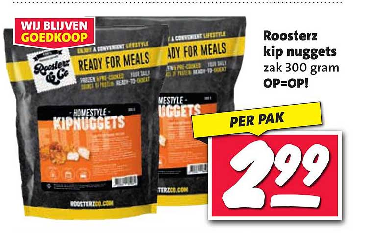 Roosterz kip nuggets zak 300 gram OP=OP!