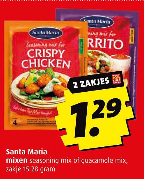 Santa Maria mixen seasoning mix of guacamole mix, zakje 15-28 gram