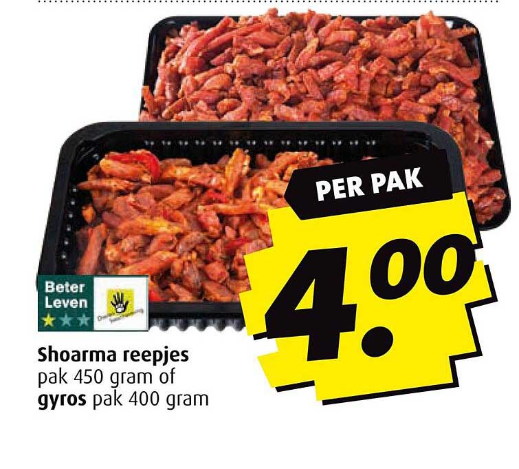 Shoarma reepjes pak 450 gram of gyros pak 400 gram